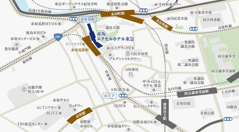 赤坂エクセルホテル東急アクセスマップ