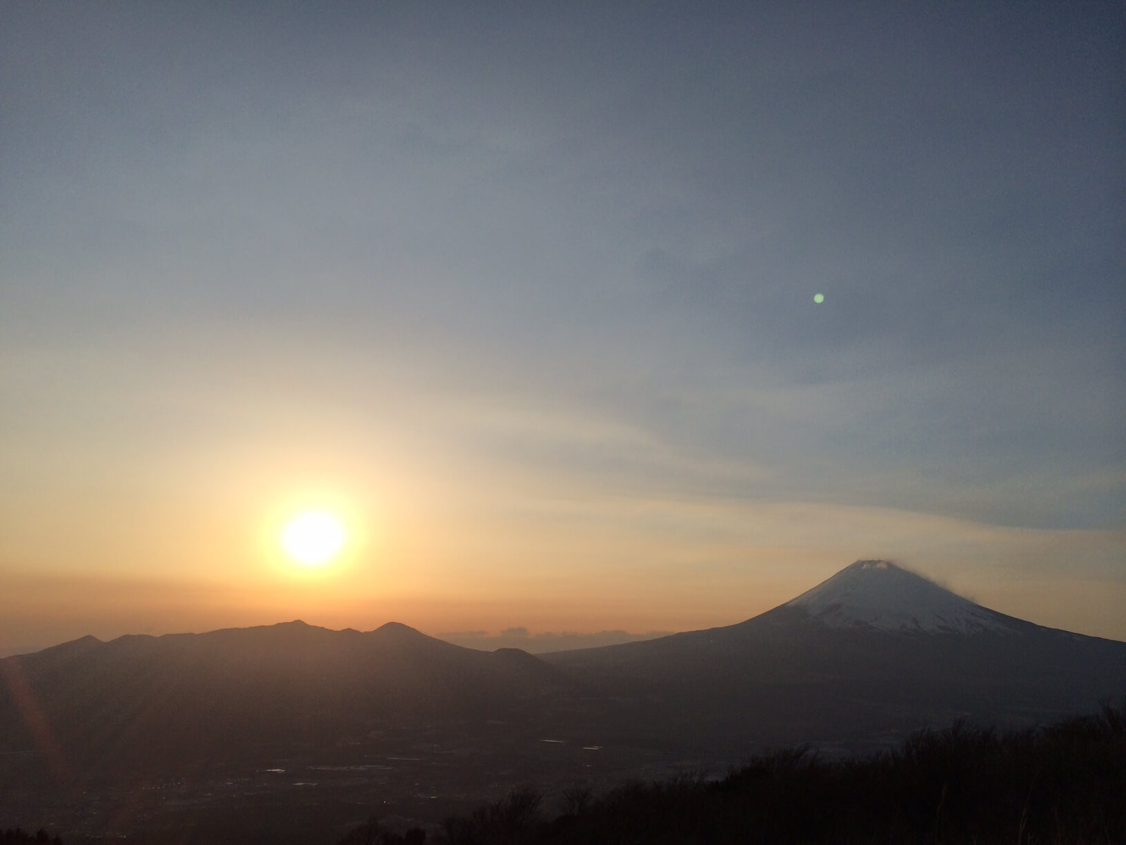 三国峠と富士山と夕日
