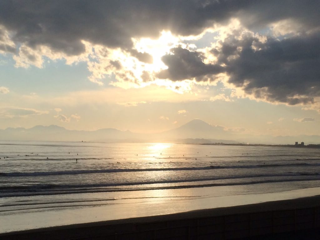 片瀬江ノ島西海岸からの夕陽
