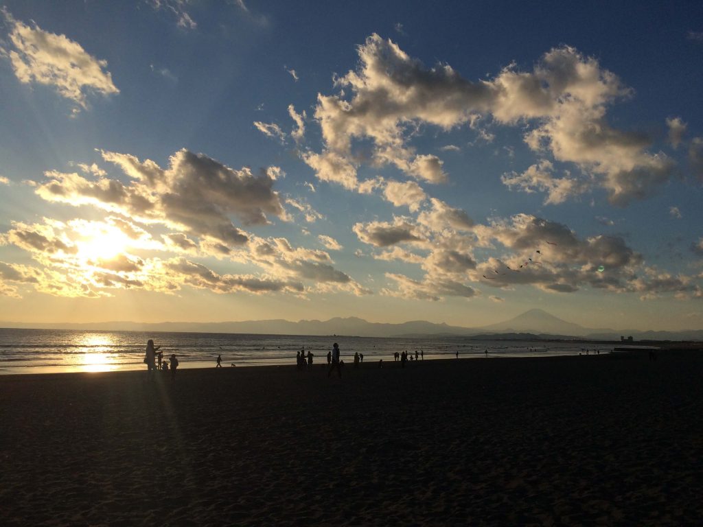 片瀬江ノ島西海岸からの夕陽