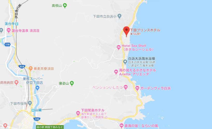 下田プリンスホテルの地図