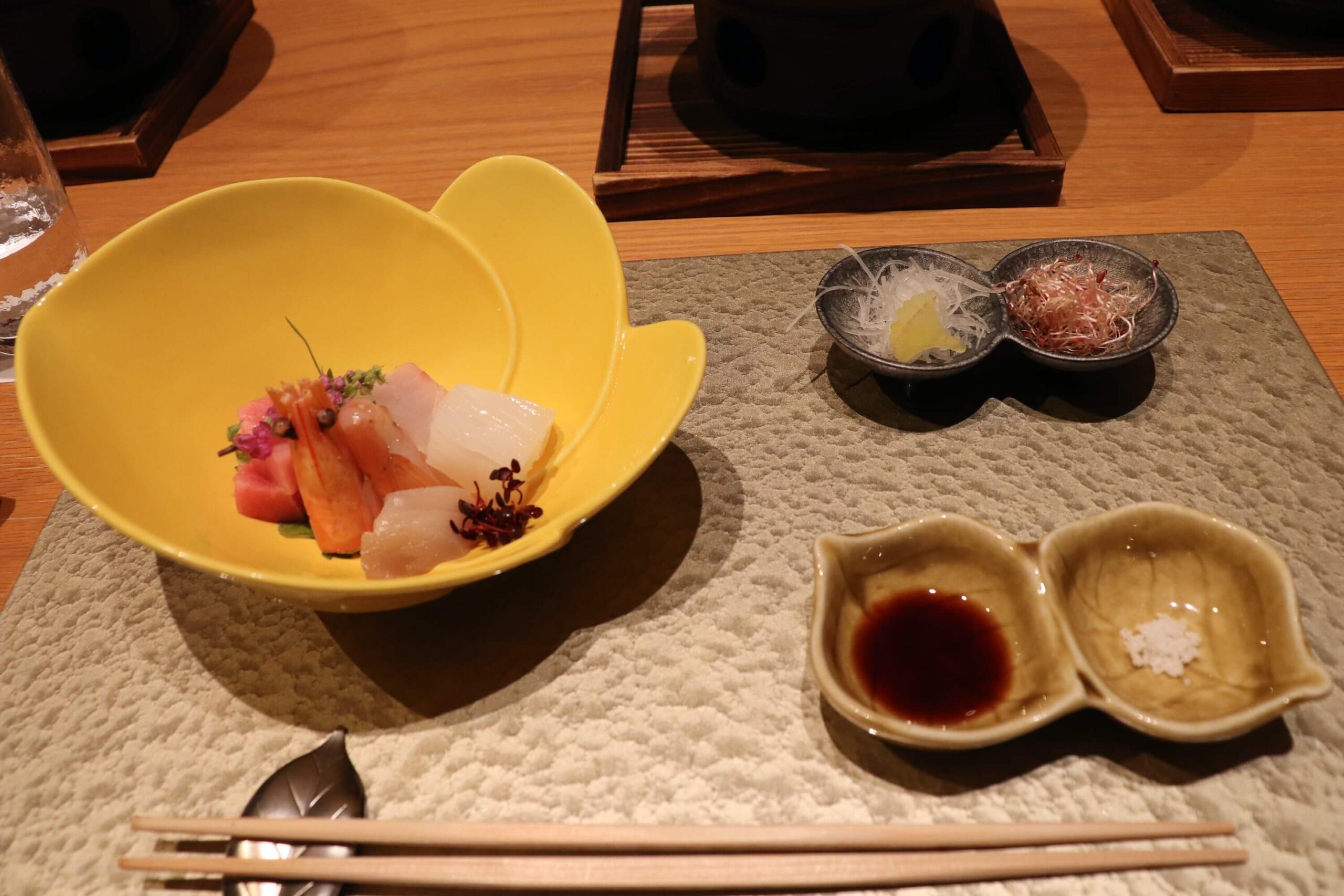 箱根強羅白檀の夕食のお作りのお刺身