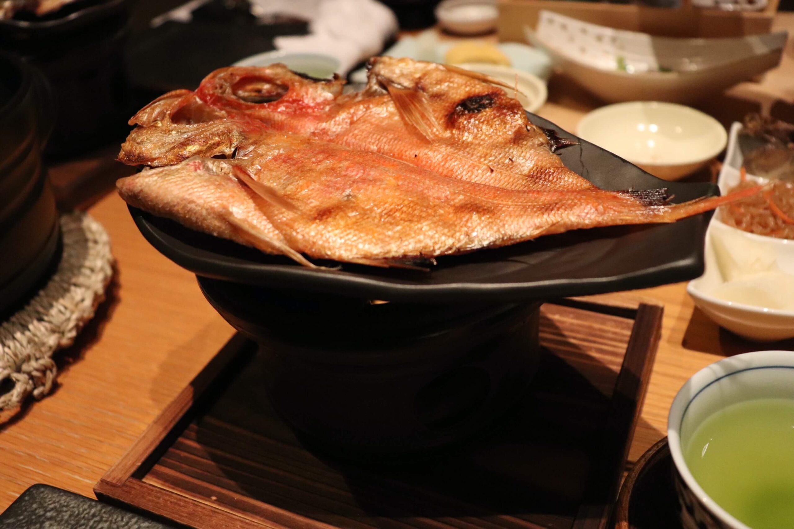 箱根強羅白檀の朝食の焼き魚の金目鯛の干物